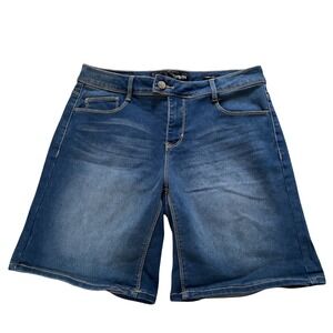 Thorn Curvy Fit Denim Bermuda Shorts Blue Wash Size 12 Whiskered Flap‎ Pocket